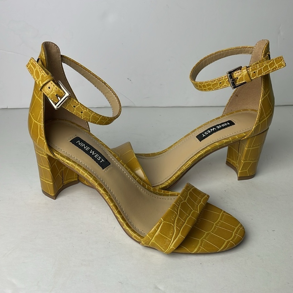 Nine West Pruce 3 Yellow Croc Heels